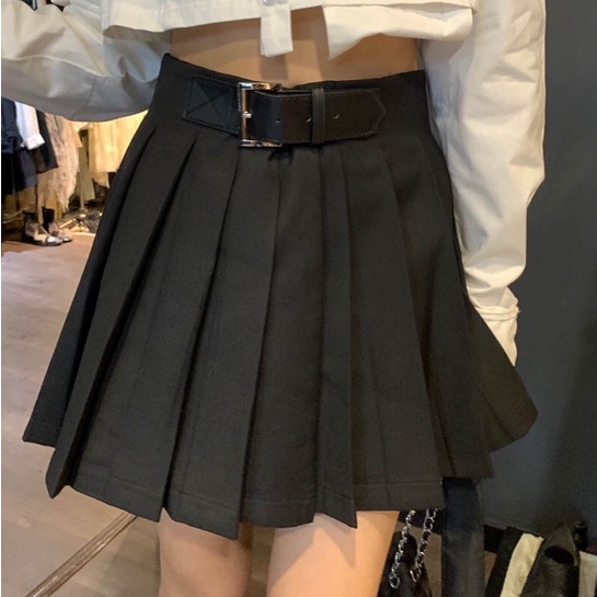 HUCA Chân Váy Bút Chì Xếp Ly Lưng Cao black, Váy Kiểu Chữ A Tennis, Form Tôn Dáng, Phong Cách Hàn Quốc, Hot Trend Hè