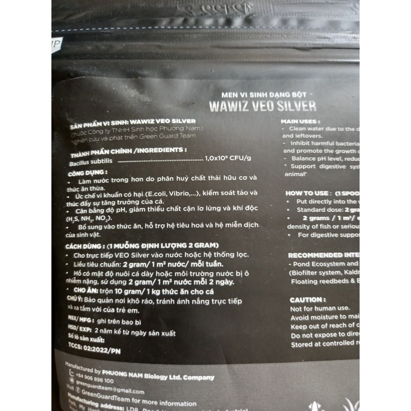 Gói vi sinh dạng bột cho cá cảnh thủy sinh veo silver wawiz 180gam