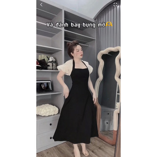 Váy Đen Xoè Cổ U Tay Bồng