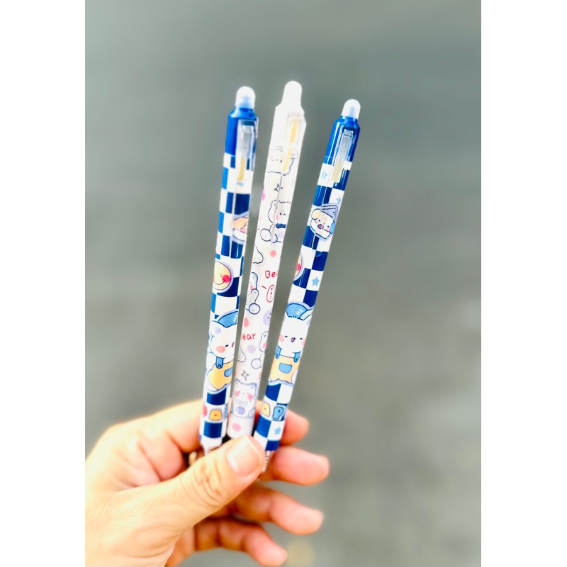 Bút Gel Xoá Được Dạng Bấm Mực Tím Mẫu Gấu Dâu Lotso Bear/Gấu Panda - 1 Cây