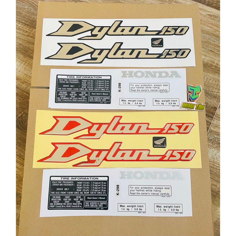 Bộ Tem Dylan150 keo nổi hàng sắc nét kèm tem thông số