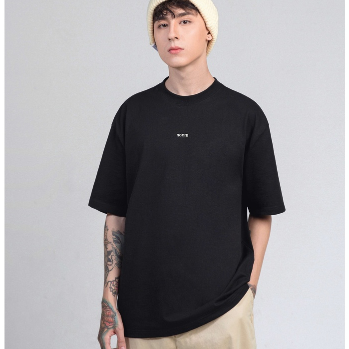 Áo thun Form rộng NOAM Plain Unisex 100% Cotton - Màu đen