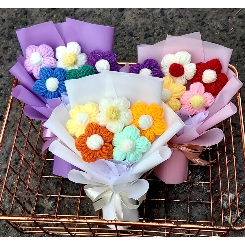 Bó hoa len mini+ được chọn màu+hàng sẵn có hộp