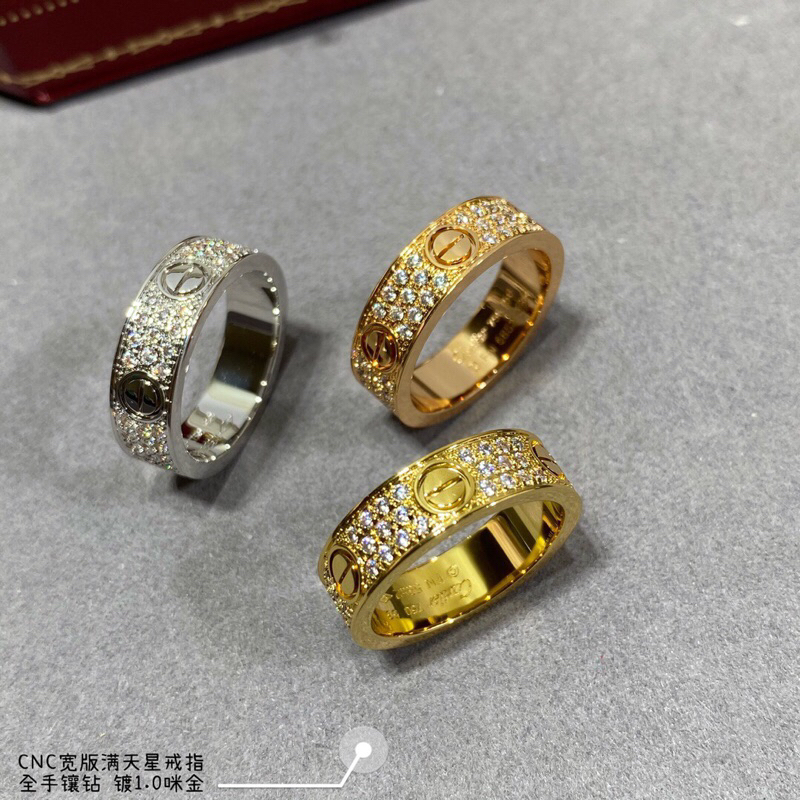 Nhẫn nữ mạ vàng đính đá trang sức cao cấp Cartier