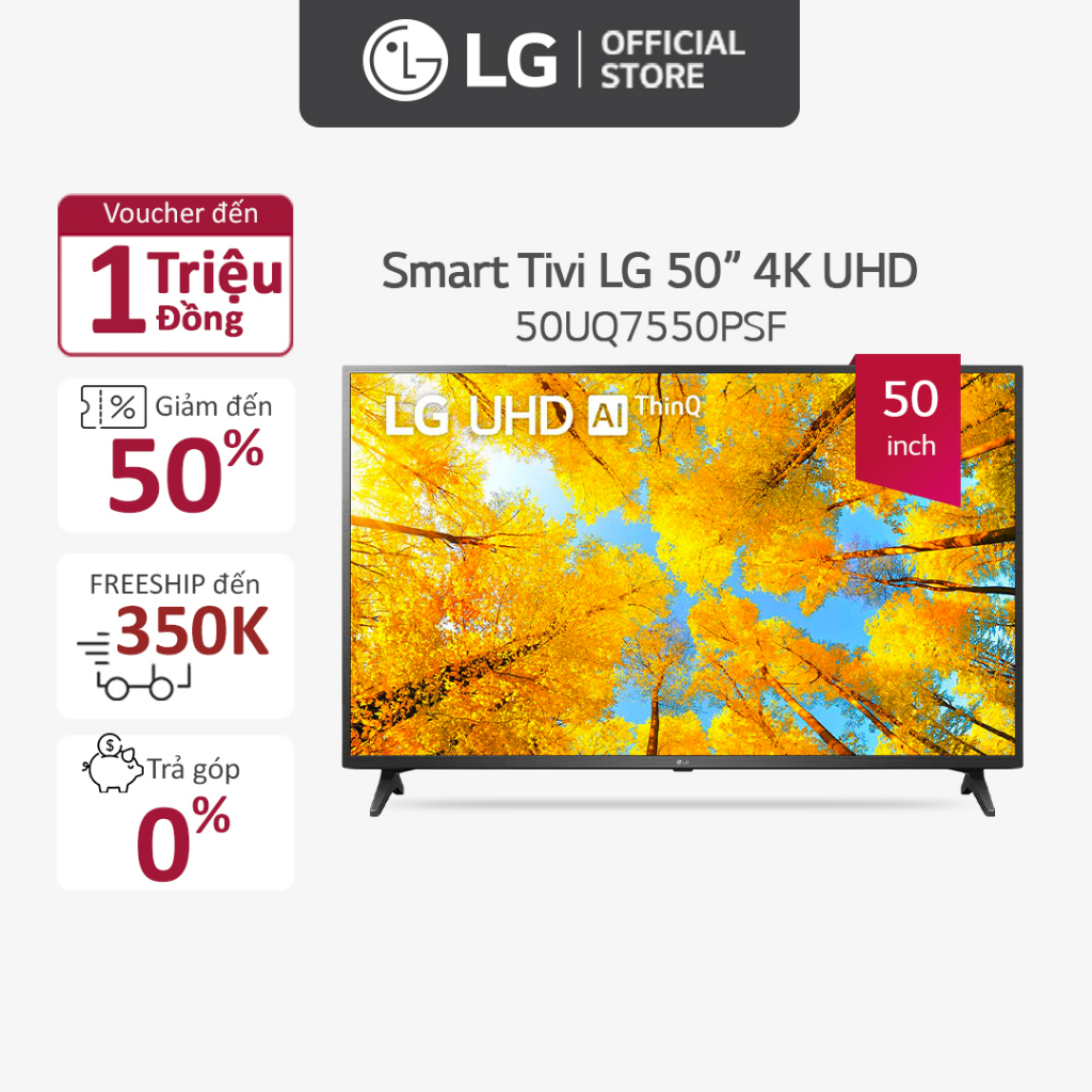 [Mã ELBAU5 giảm 5% đơn 300K] Smart UHD Tivi LG 50 inch 50UQ7550PSF - Miễn phí lắp đặt | BigBuy360 - bigbuy360.vn