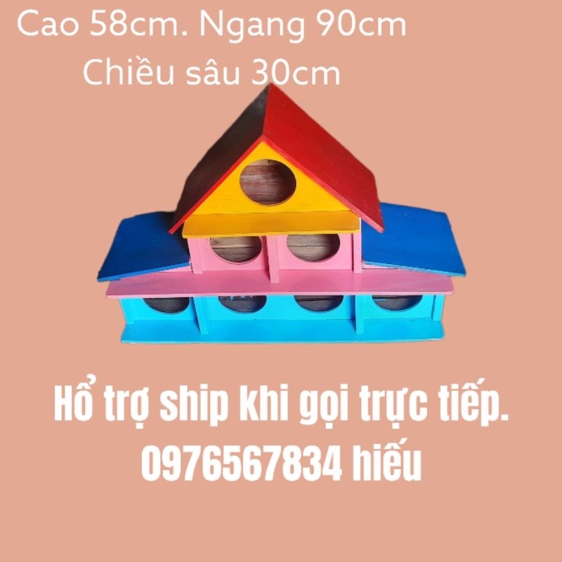 chuồng gỗ nuôi bồ câu, sơn 3 màu đỏ, xanh. vàng. do thợ tay nghề cao làm.