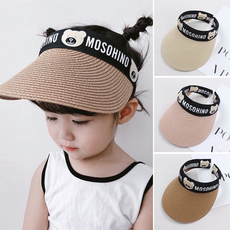 Mũ Lưới Trai Nón Cói Cho Bé Họa Tiết Gấu Rộng Vành Mochino Phong Cách Hàn Quốc