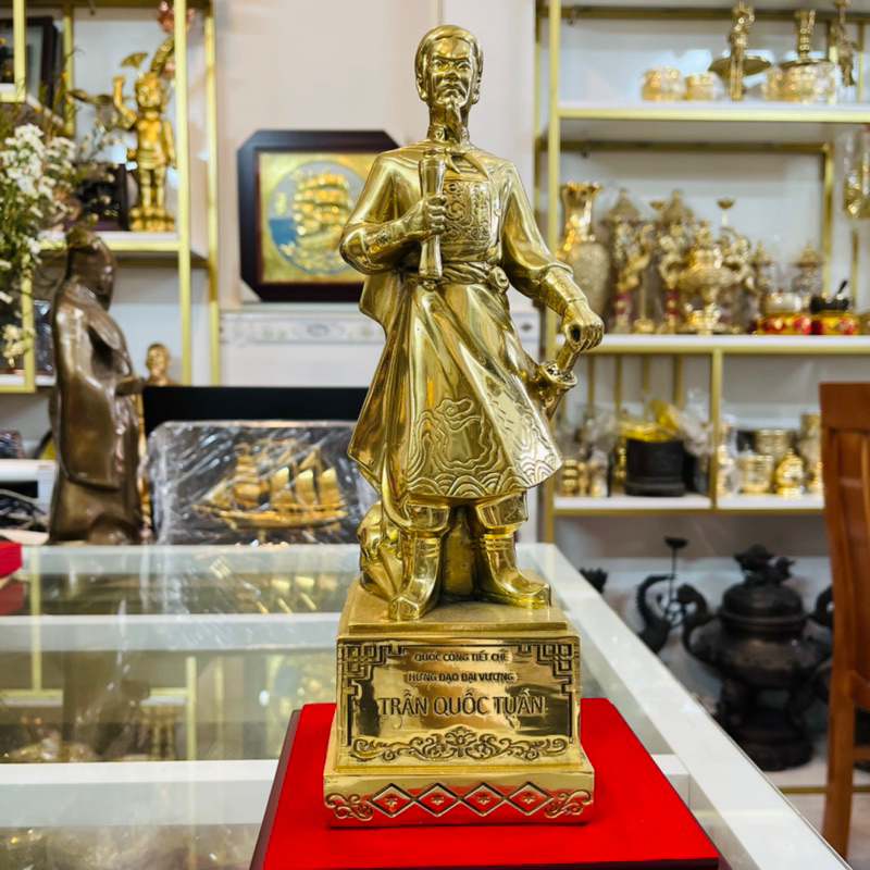 Trần Hưng Đạo,Trần Quốc tuấn,Hưng đạo đại vương bằng đồng nguyên chất cao 31cm,tượng danh nhân để bàn làm việc