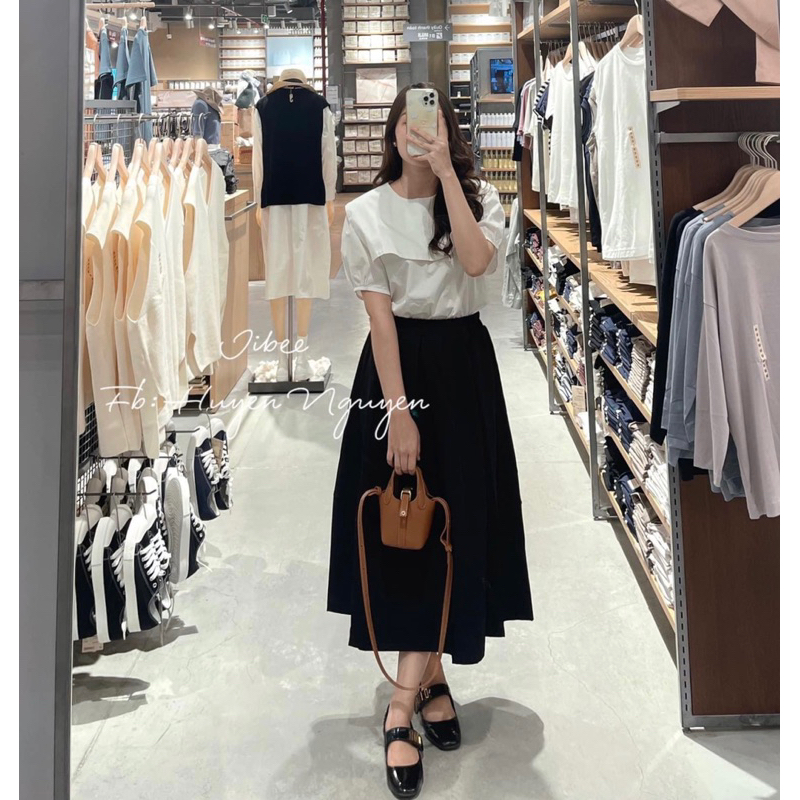 Áo Sơ Mi Trắng Thuỷ Thủ Vạt Vuông Vintage
