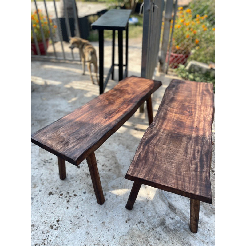 Ghế Băng Mặt Rộng 25-30cm Dáng Mặt Cắt Thân Cây Màu Nâu Đậm