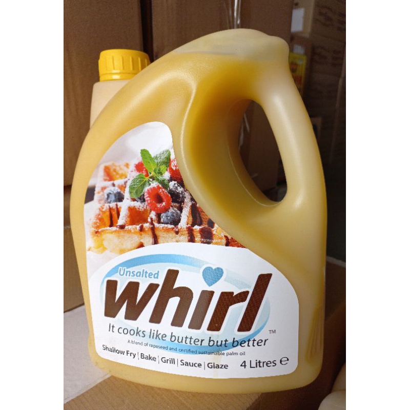 Can 4Lit Bơ lạt dạng lỏng Unsalt Whirl nhập khẩu Anh  làm bánh, chế biến thực phẩm ngon, tiện lợi