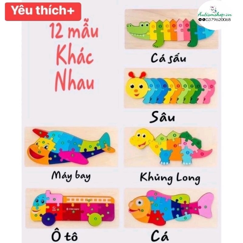 🍄 Đồ chơi gỗ trí tuệ tranh ghép nối 10 số ghép tương ứng số 1-10 cho bé giúp bé phát triển tư duy
