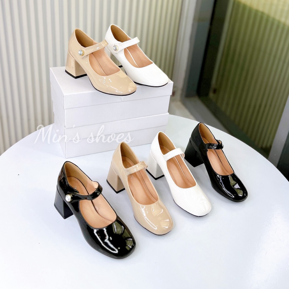 Min's Shoes - Giày Mary Jane Gót Vuông Da Bóng Cao Cấp V261