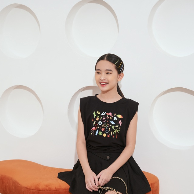 Áo thun JOOKYLI đệm vai Tropic bé gái 56G1086