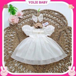 Váy ren trắng công chúa bé gái 4kg đến 30kg tặng kèm nơ cài xinh xắn