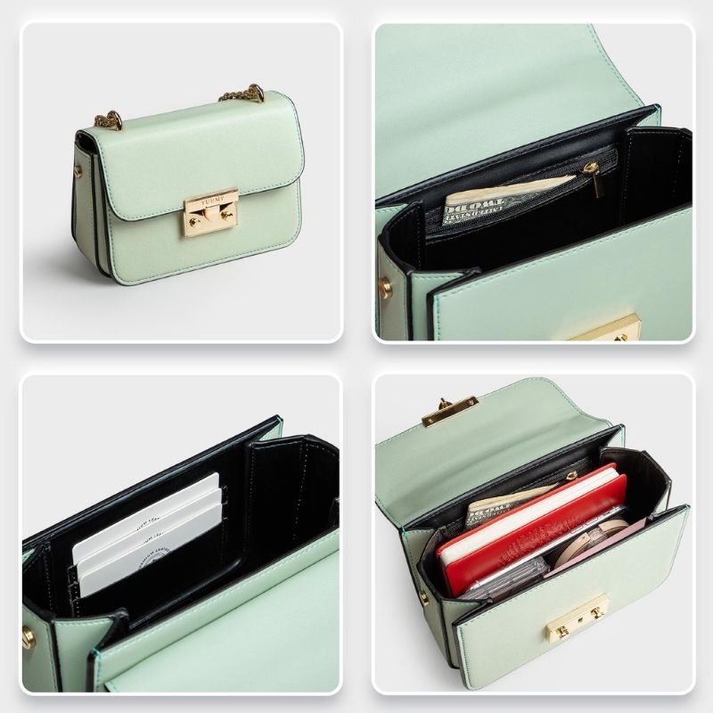 Túi nữ đeo chéo da mềm nắp gập khóa vàng _YUUMY Seasand YN109