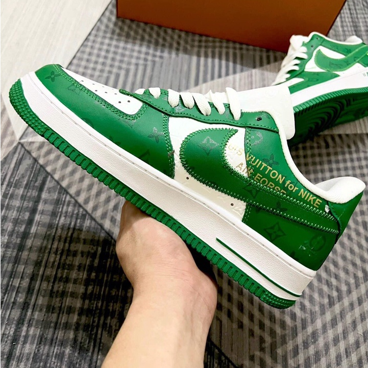 Giầy thể thao Air Force 1 LV Nâu Trắng Da, Giày sneaker  AF1 Low mix LV nam nữ bản mới cực chất trend 2022