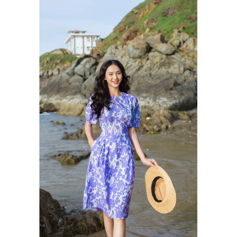 Đầm clothesrack cổ tròn hoa tím Lolie dress