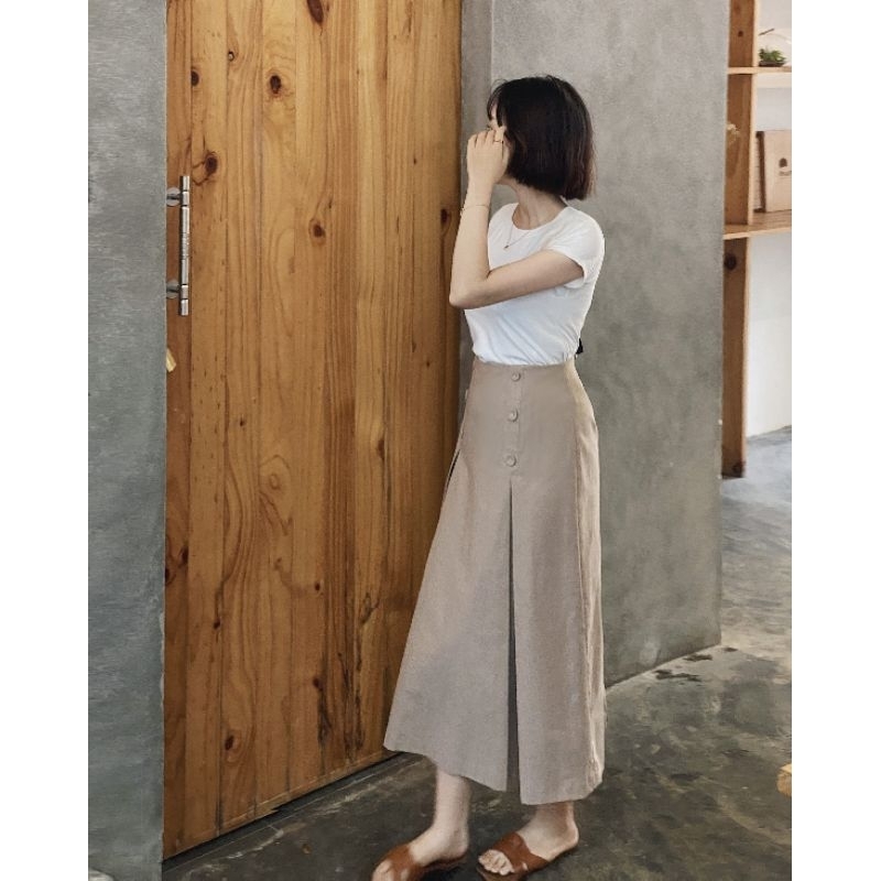 CASON - Váy Midi Ly Nẹp Nút