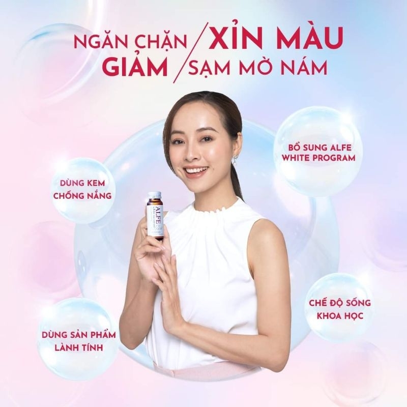 Nước uống Collagen Alfe làm trắng da giảm thâm sạm nám từ bên trong hộp 10chai