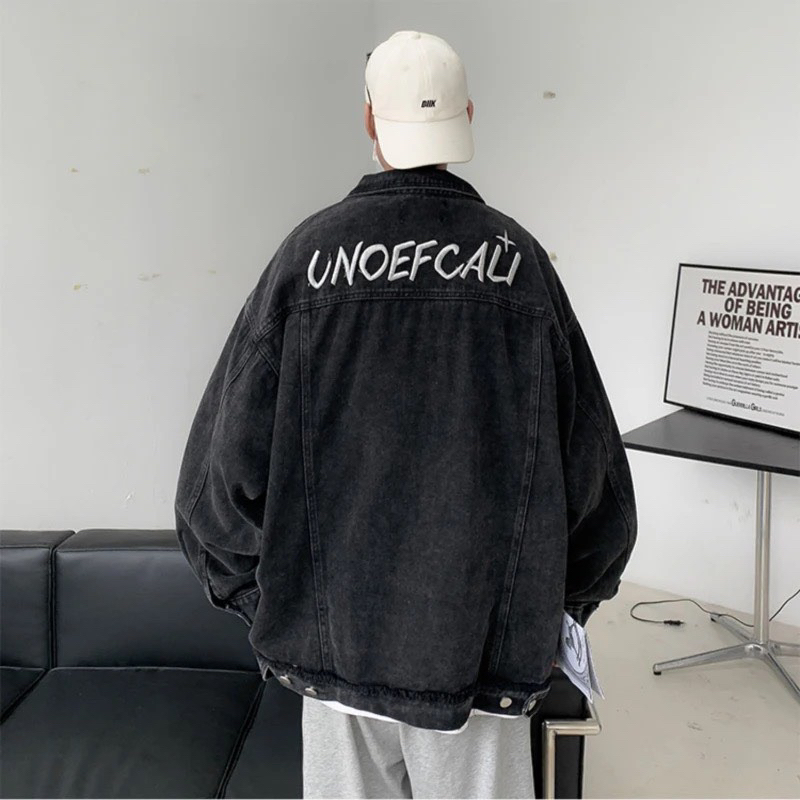 Áo Khoác Jeans Nam Nữ From Rộng Chất Vải Dầy Dặn Chữ Thêu Nổi, Áo Bò Thời Trang Unisex Phong Cách Trẻ Trung Năng Động