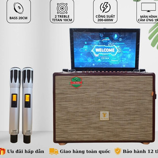 Loa karaoke có màn hình yy68a - màn hình cảm ứng 21inch - kèm 2 micro nhạy hút âm + bảo hành 12 tháng