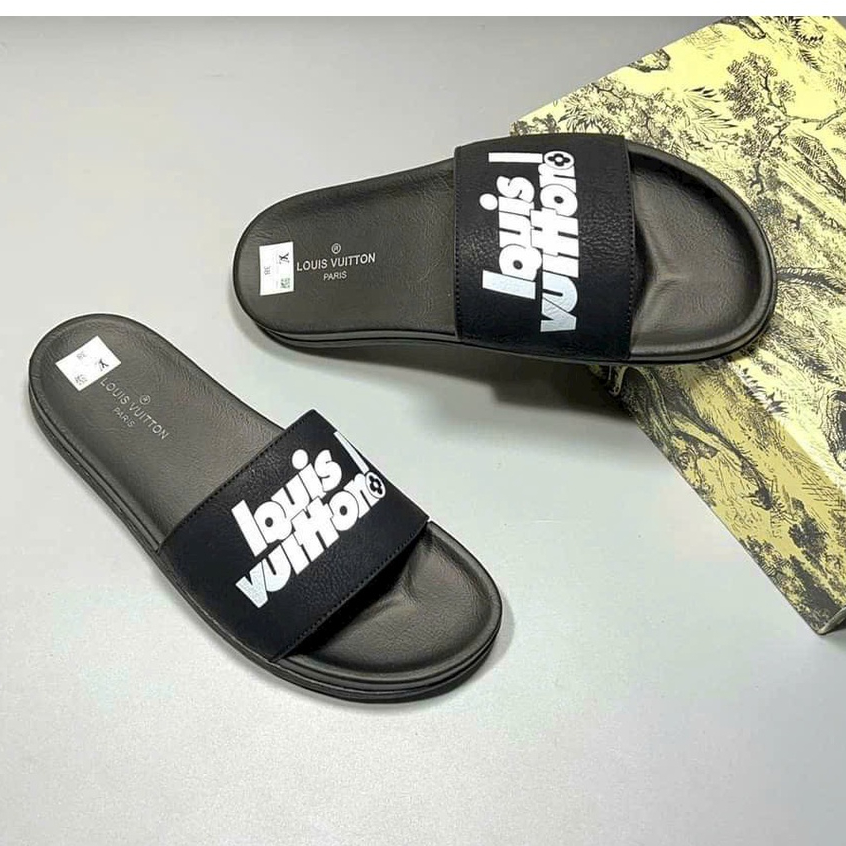 Dép Nam Lv cao cấp full box - Dép quai ngang LV nam SPF Đế Cao Su Cao Cấp