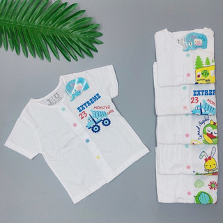 Set 3 áo sơ sinh jou, áo tim jou tay ngắn cúc giữa 100% cotton cho bé từ sơ sinh - 10 kg