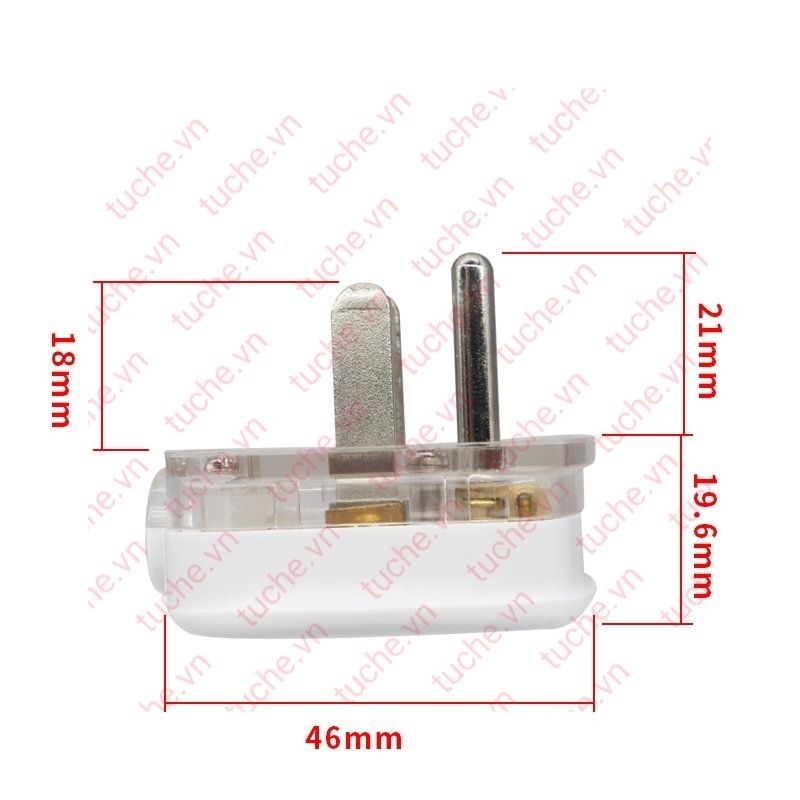 Phích cắm 3 chân chuẩn Mỹ gập 90 độ 10A 250VAC