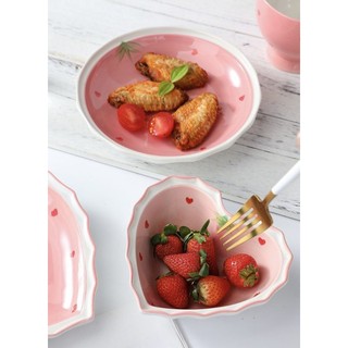 🍓Set bát đĩa dâu hồng tách lẻ🍓