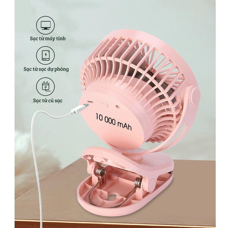 Quạt sạc tích điện clip fan 10.000mAh bản mới 2023