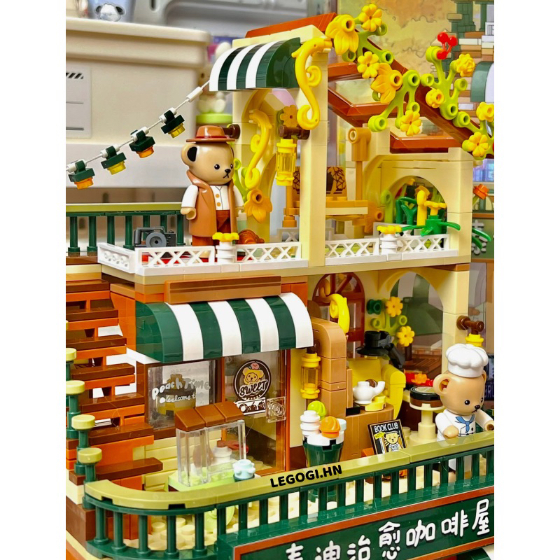 Đồ chơi xếp hình Legogi NHÀ CAFE GẤU Teddy Bear 1381 mảnh Inbrixx 881101 mô hình trang trí trưng bày decor quà tặng