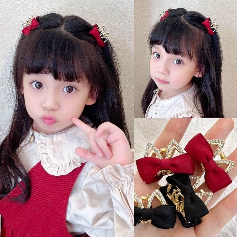 Kẹp gắp nơ nhí đính đá cho bé phong cách tiểu thư