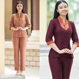 Đồ lam đi chùa # bà lai phối vải thun