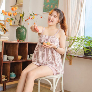 Bộ mặc nhà nữ hai dây Solla Home chất lụa cao cấp