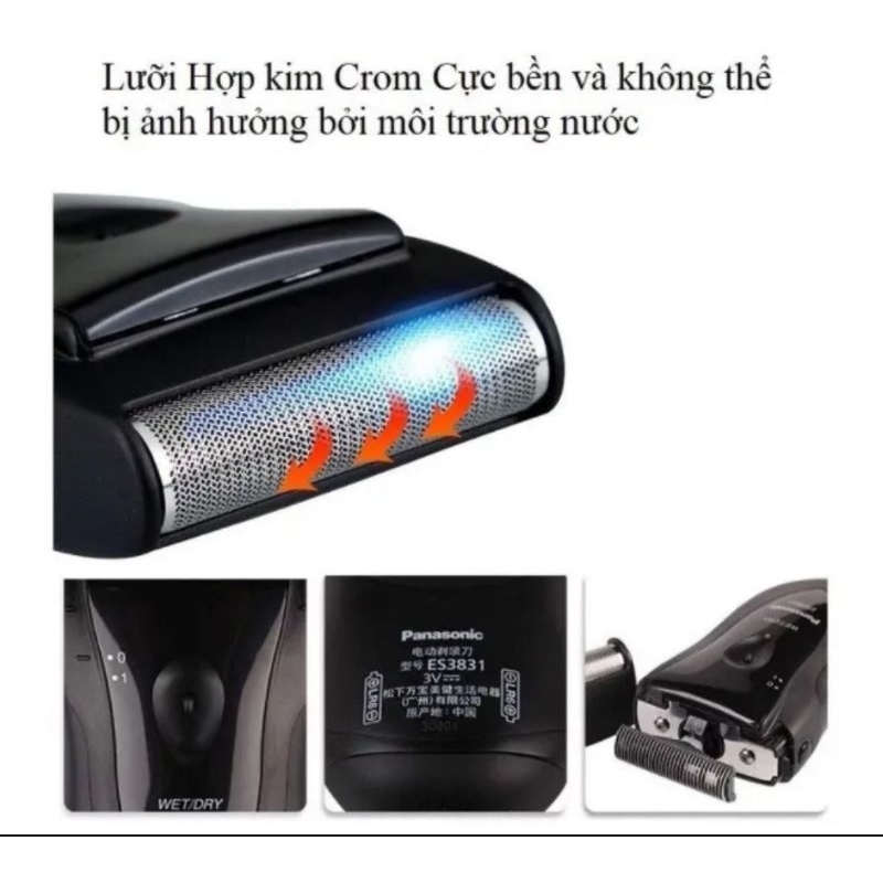 💎 Máy cạo râu cạo khô Panasonic ES 3831 màu đen sang trọng