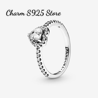 Nhẫn đeo tay pan ale tim đính đá trắng bạc s925 thuần khiết hàng cao cấp