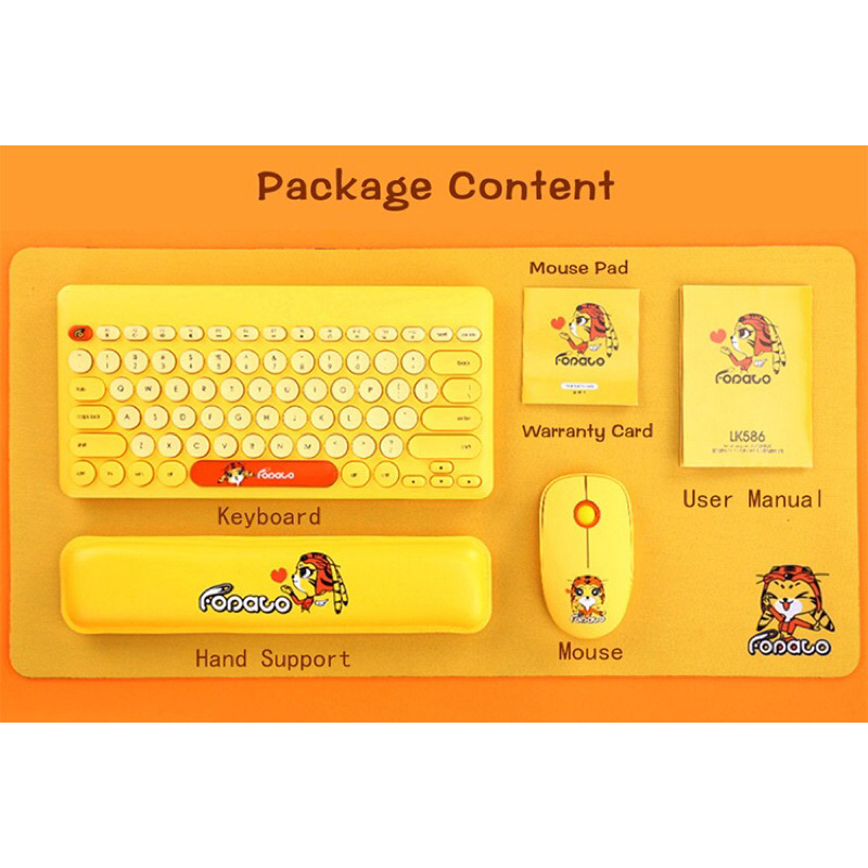 Combo 4 món phím mini, chuột, lót phím chuột,kê tay LK586 không dây