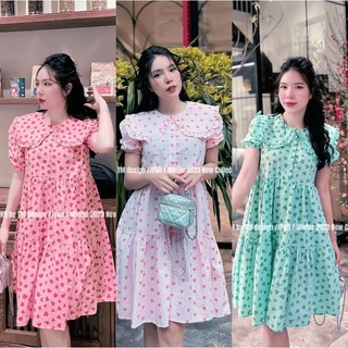 A33 đầm babydoll tim cổ bèo dáng tầng dễ thương