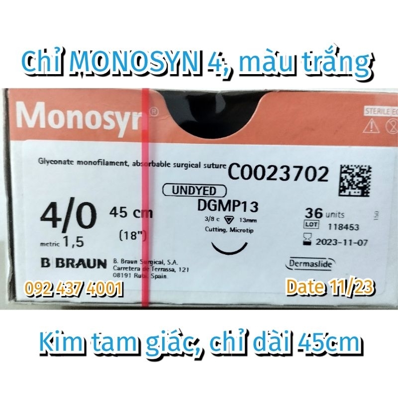 (01 sợi)Chỉ MONOSYN 4, BBraun.