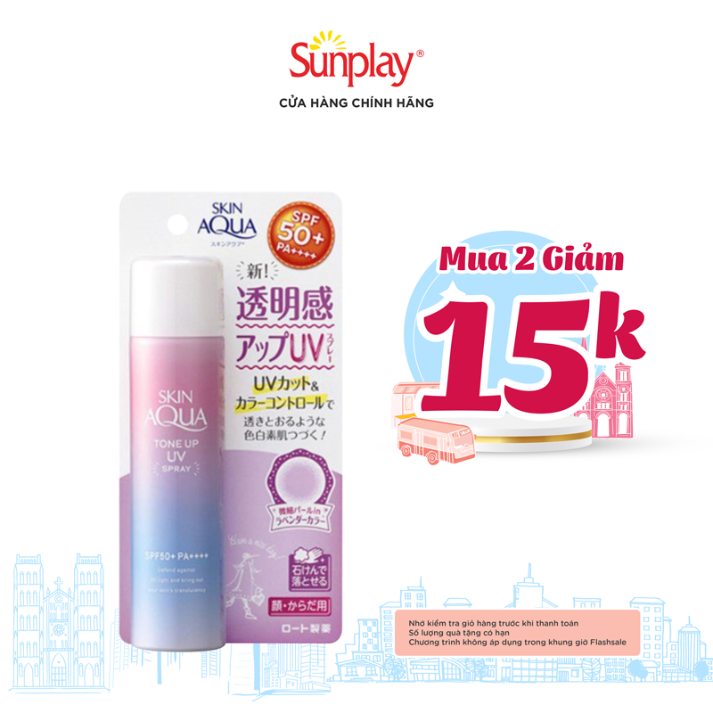 Xịt chống nắng dành cho da mặt và cơ thể Sunplay Skin Aqua Tone Up UV Spray (70G)