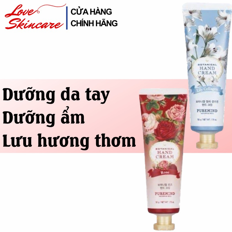 Kem Dưỡng Da Tay Chiết Xuất Thiên Nhiên PureMind Botanical Hand Cream 50g LOVESKINCARE VN