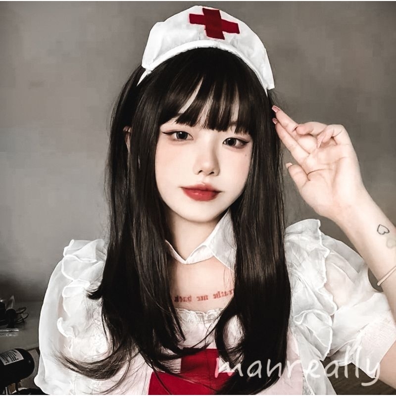 [Sẵn] Wig/Tóc giả nguyên đầu tỉa layẻ màu đen y tá quyến rũ - teen/lolita/cosplay BHT051 [Miu Cosplay]