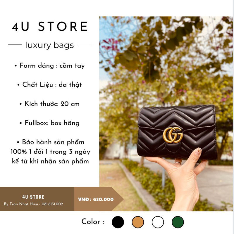Ví clutch Gucci Marmont size 20cm 4 màu chất da mềm fullbox