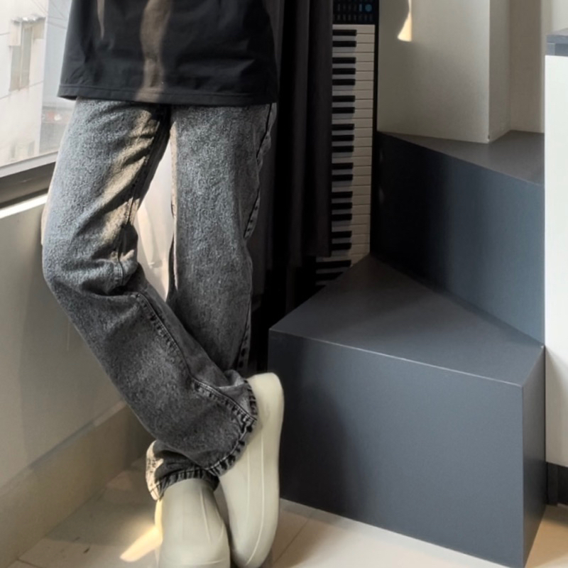 QUẦN JEANS SUÔNG ỐNG RỘNG_ĐEN & XÁM - COMFORT JEANS'S KN