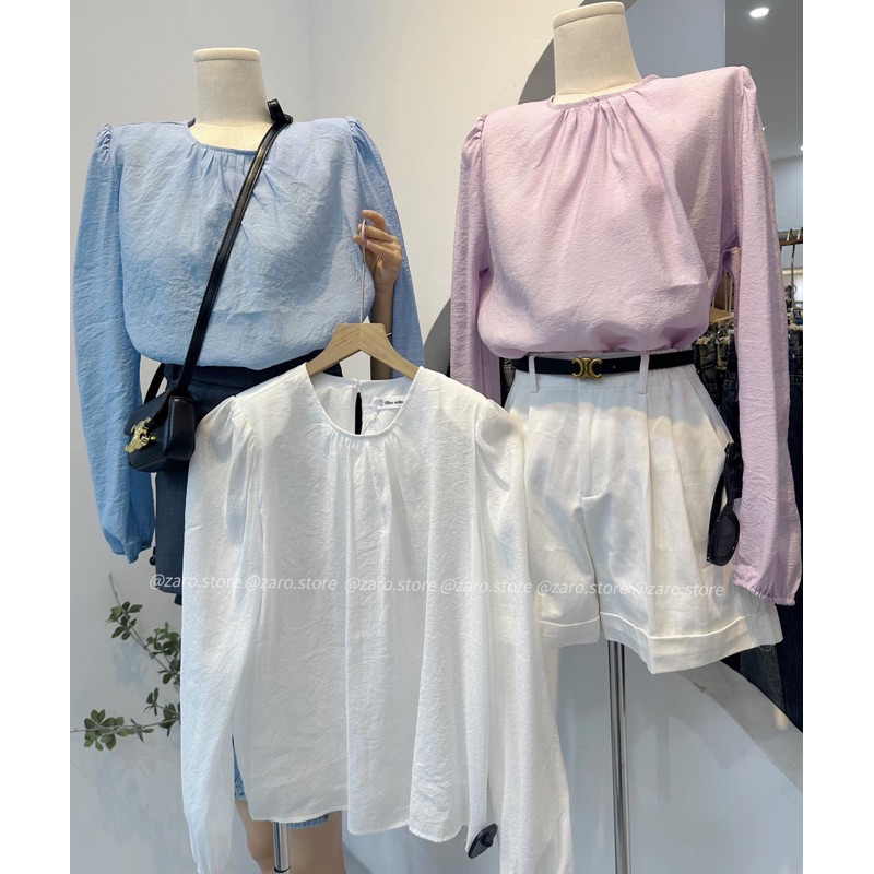 Áo kiểu cổ tròn độn vai tay bồng [HÌNH THẬT MẪU SHOP CHỤP]