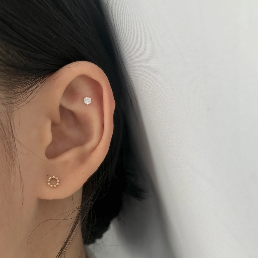 Bông tai 6 chấu Vàng14K đính đá CZ cao cấp - Enuf Jewelry