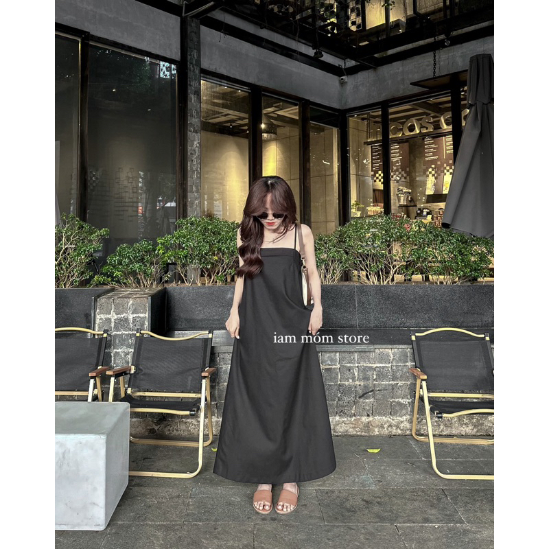 Muse Dress - Váy linen dài lưng chun co dãn