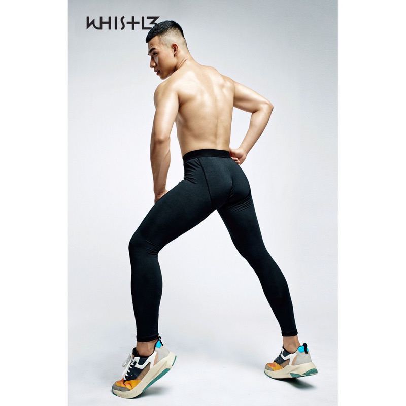 Quần Legging dài Nam Whistl3 W3 Men Legging chất liệu Air-Polyester màu đen siêu co giãn, giữ nhiệt siêu tốt