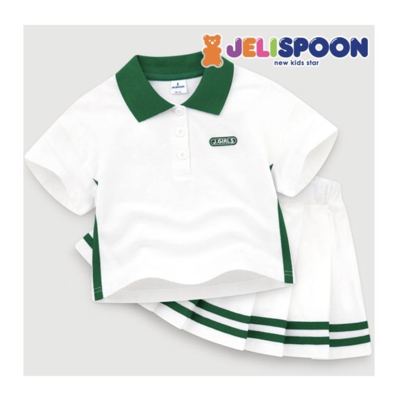 Bộ bé gái Jelispoon thun cotton, cổ polo cho bé 11kg - 35kg